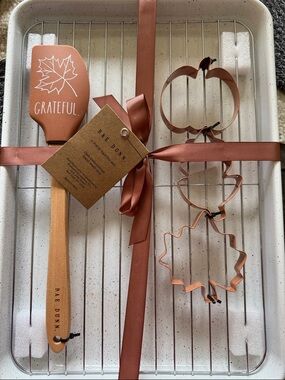 Rae Dunn Copper-Tone Pumpkin Cookie Cutters & Spatula Set